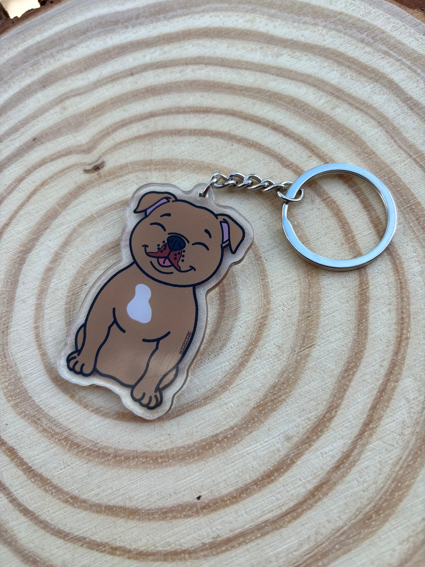 Staffordshire Bull Terrier Tan Keyring