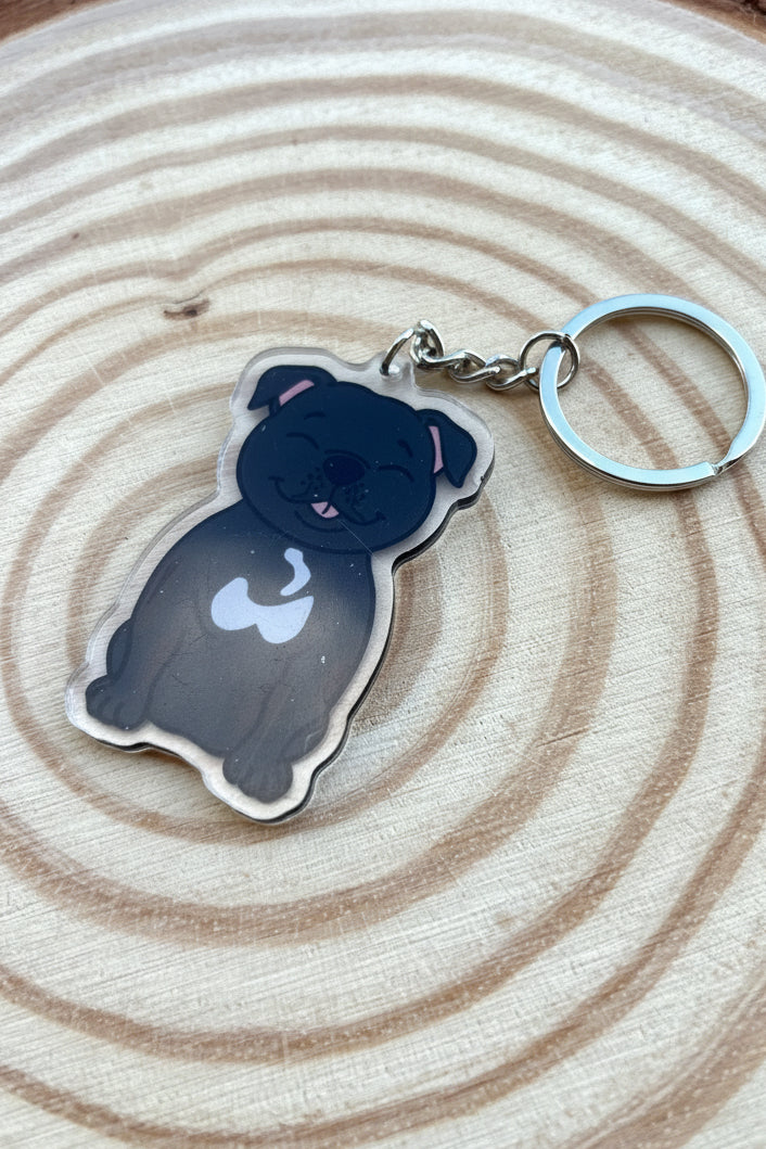 Staffordshire Bull Terrier Black Keyring