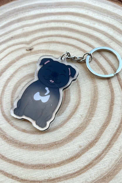 Staffordshire Bull Terrier Black Keyring
