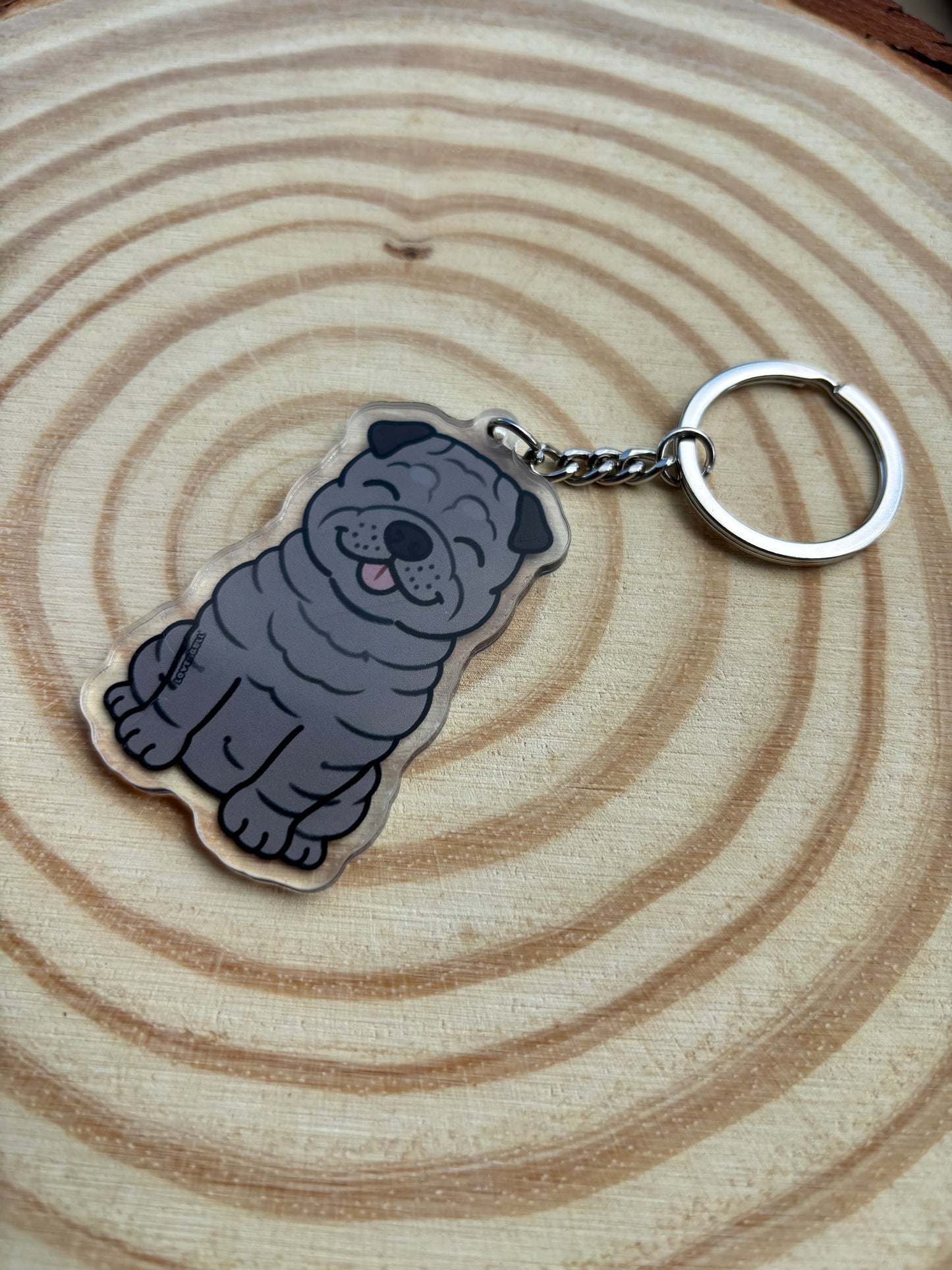 Shar pei Grey Keyring