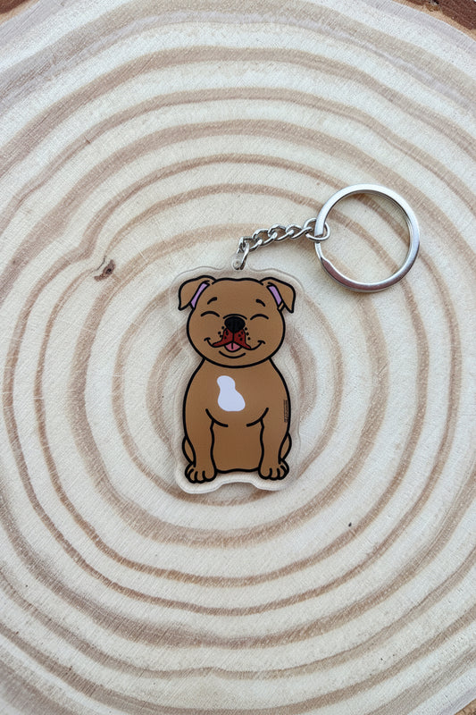 Staffordshire Bull Terrier Tan Keyring