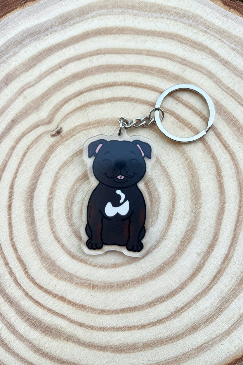 Staffordshire Bull Terrier Black Keyring
