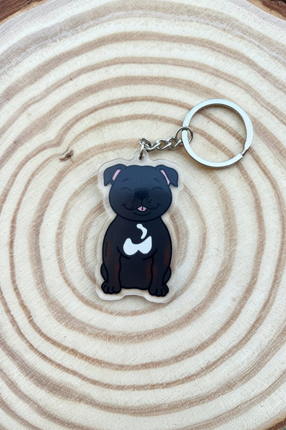 Staffordshire Bull Terrier Black Keyring