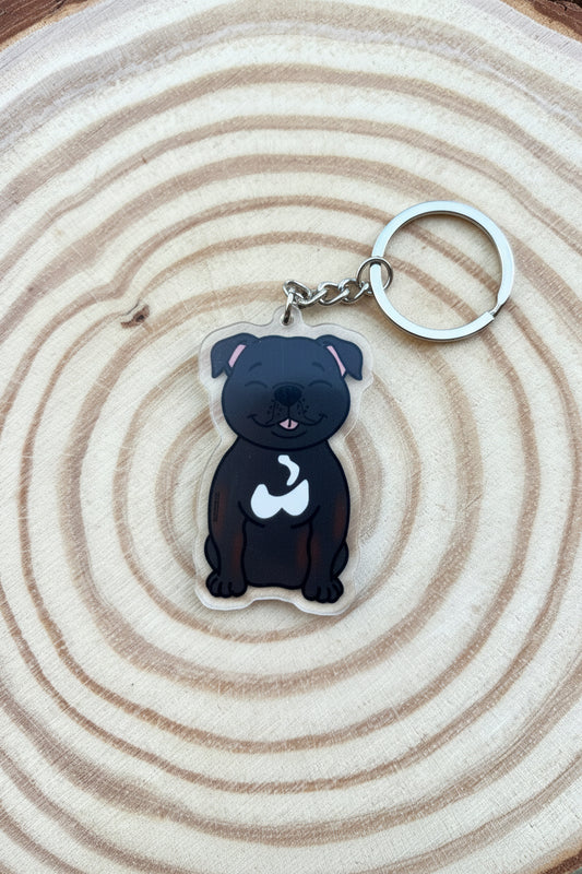 Staffordshire Bull Terrier Black Keyring