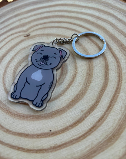 Staffordshire Bull Terrier Blue Keyring