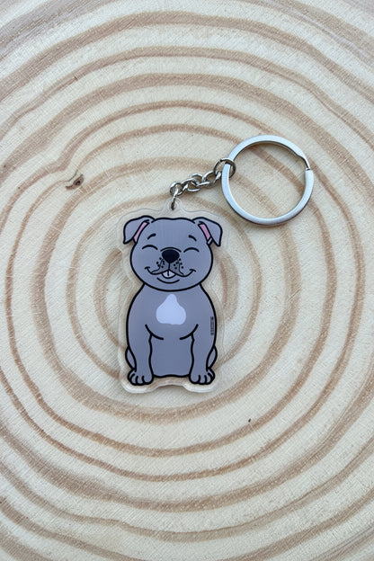 Staffordshire Bull Terrier Blue Keyring