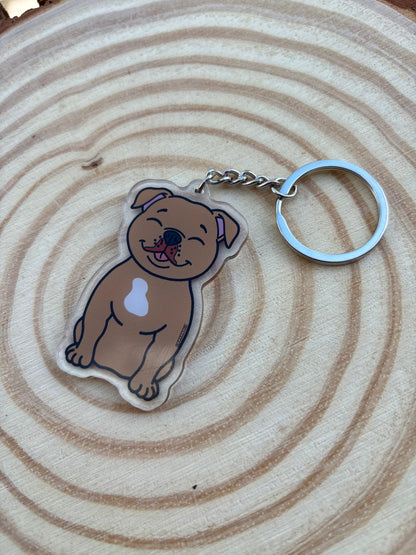 Staffordshire Bull Terrier Tan Keyring