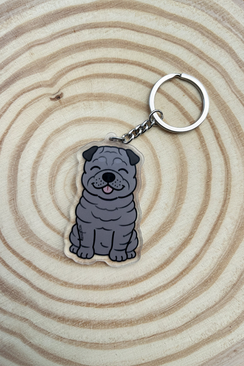 Shar pei Grey Keyring